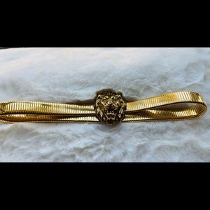 Rare! Anne Klein 1990s Vintage Lion Head Gold Belt